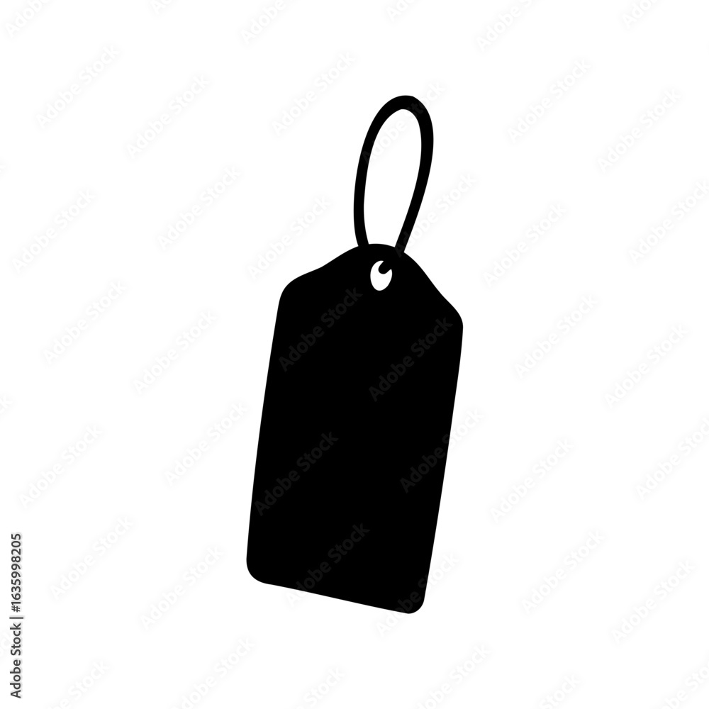 Poster a simple black tag with a loop isolated on a white background