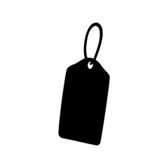 A simple black tag with a loop isolated on a white background
