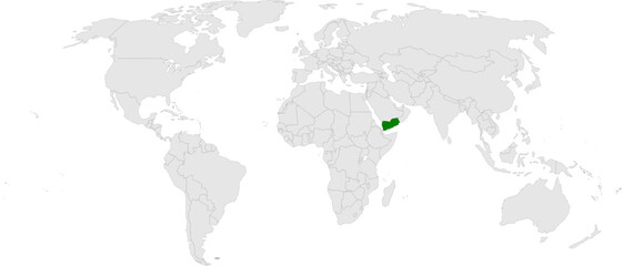 Obraz premium Yemen map vector in light gray with green highlight