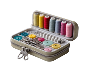 Sewing kit essentials craft room product showcase organized space creativity unleashed isolated on transparent background, png