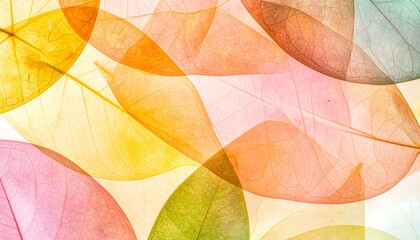 Translucent Overlapping Leaves in Pastel Hues: A Delicate Botanical Abstract