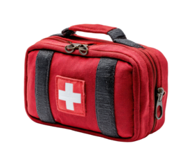 Emergency preparedness first aid kit essentials for home travel safety isolated on transparent background, png