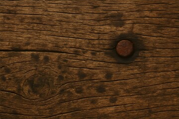 Detailed Texture of Teak Wood with Rusted Nail on a Tropical City Park Bench_2