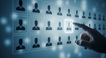 Selecting a Candidate from Digital Profiles on a Futuristic Recruitment Interface for Hiring and Talent Acquisition Process