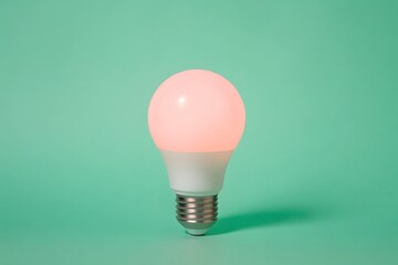 Soft Pink Light Bulb on a Green Background Ideal for Modern Interior Design and Decor