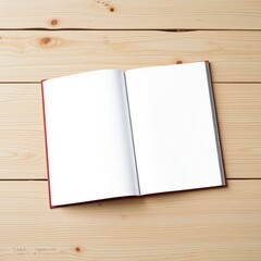 Blank hard cover book template on wood book mockup blank template professional presentation blank empty  creative composition versatile use  professional lighting expert sty
