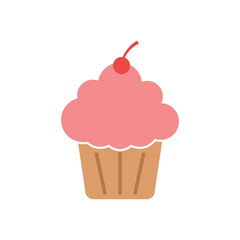 cupcake icon vector design concept flat style with cherry