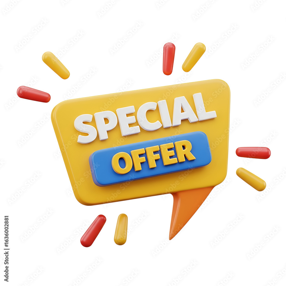 Poster 3d render sales icon - 3d icon of special offer isolated on transparent background with colorful ele