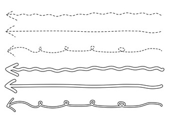 Obraz premium 黒い手描きのラフな矢印セット