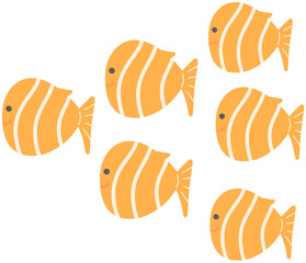 Colorful School of Tropical Fish Underwater Illustration