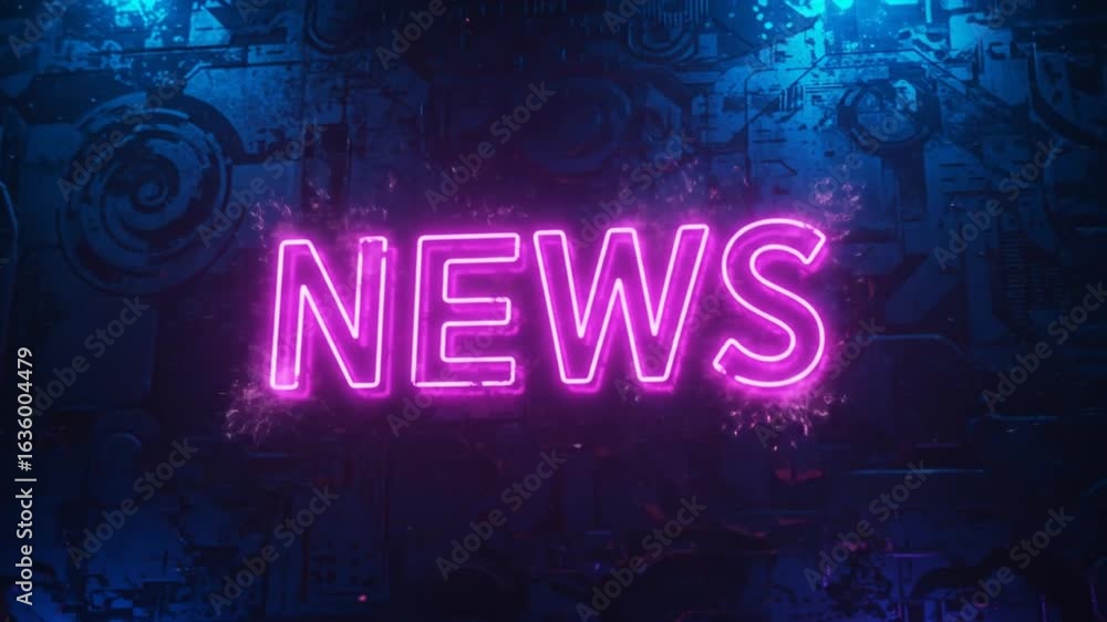 Aufkleber illuminated neon word displayed on metallic textured background animation