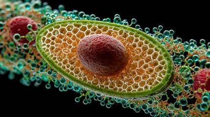 Neon orange avocado pit cross-section symbolizes controlled release for enhanced yield