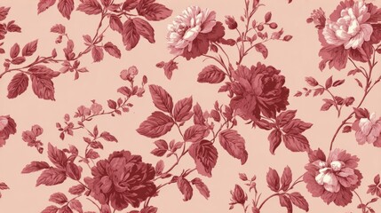 Dusty Rose Floral Wallpaper Pattern