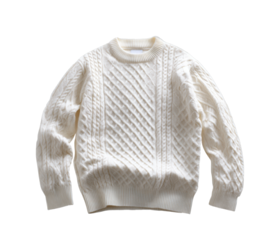 Cozy white sweater fashion showcase urban clothing style isolated on transparent background, png