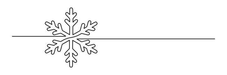 Fototapeta premium Continuous line art of a snowflake isolated on a transparent background. This icon is for a book or wall sticker. Merry Christmas