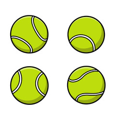 Four Tennis Balls with Green and White Color Scheme