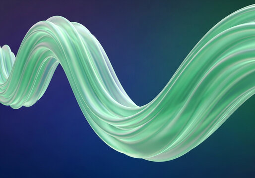 3D, translucent green curves. Abstract background material.