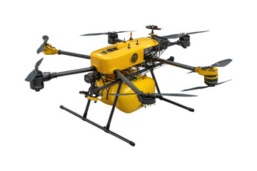 Drone flight demonstration urban area technology showcase aerial environment side view innovation isolated on transparent background, png