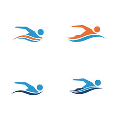 Minimalist Logo of a Person Swimming