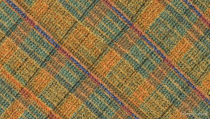 A vibrant, colorful woven textile pattern, interlocking design featuring of bright colors including green, yellow, orange, red, and blue.