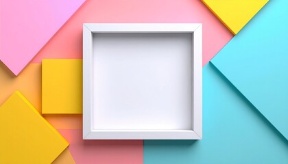 Elegant white frame displayed against a colorful background for creative agency presentations