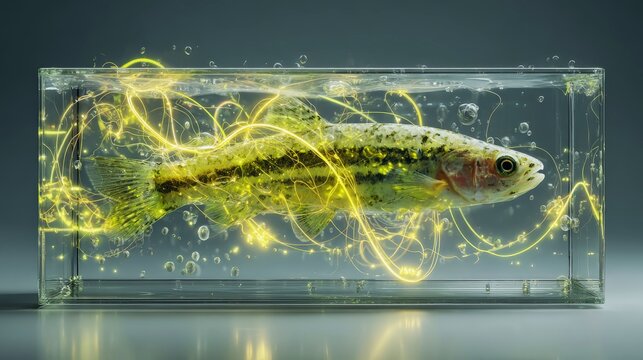 Aquatic chemical toxicity testing on zebrafish highlighted by luminescent contrails