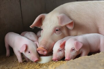 All Piglets Suckling Sow Milk at Animal Farming
