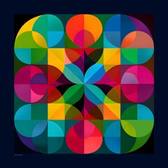 Abstract and colorful background illustration with circles, candy-like shapes, and a heart symbol for a playful holiday design