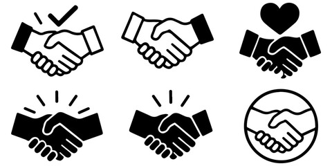 Business agreement handshake icon in line style set