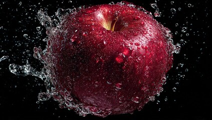 Red Apple Exploding In Water Splash
