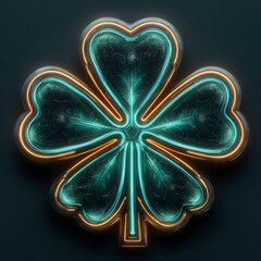 Fototapeta premium A single black and white tattoo illustration of a four-leaf clover with floral butterfly wings is an ornate symbol of nature's luck