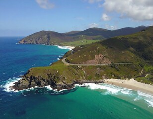 Coastal landscape with winding road