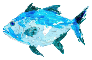 Vibrant blue fish illustration art