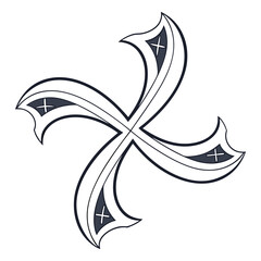 Stylized gothic cross symbol with decorative accents and subtle cross motifs