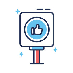Trendy linear icon showing thumbs up rating review