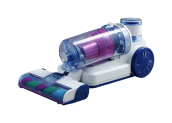 Home cleaning action vacuum cleaner review product showcase modern view isolated on transparent background, png