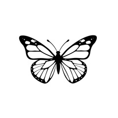 elegant monarch butterfly outline on a crisp white background, perfect for minimalistic designs