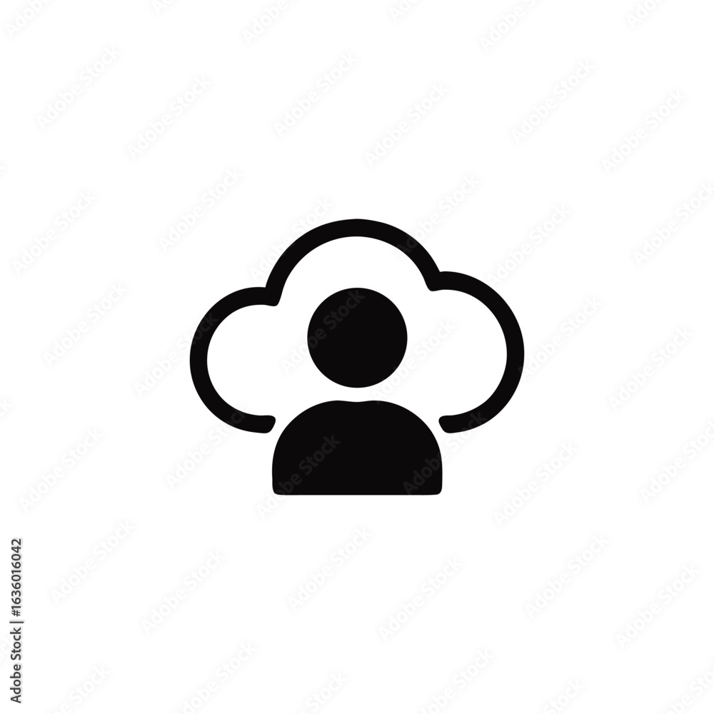 Poster cloud computing personal profile icon minimal design user account connected to the cloud services fo