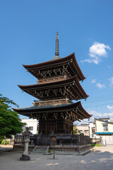 Naklejka premium Three-story Pagoda at Hida Kokubun-ji Temple in Takayama
