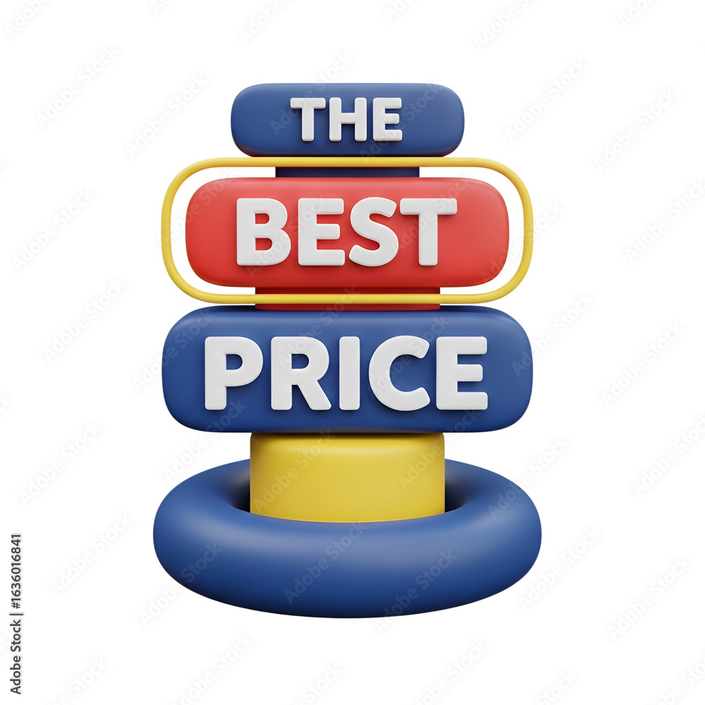 Poster 3d render sales icon - 3d icon of the best price text isolated on transparent background