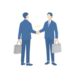 ビジネスバッグを持って握手をするビジネスマン