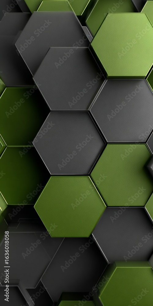 Poster chic hexagonal cascade a vertically integrated green slate abstract with minimalist polygon design