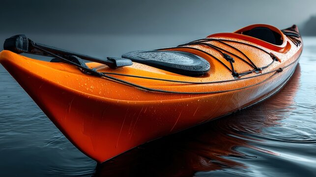 Sleek minimalist kayak design in vibrant orange on clean white backdrop
