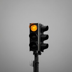 
A close-up shot of a traffic light at dusk, showing all four lights illuminated. The background features a blurry city street with bokeh lights from cars and buildings, creating a moody, urban atmosp