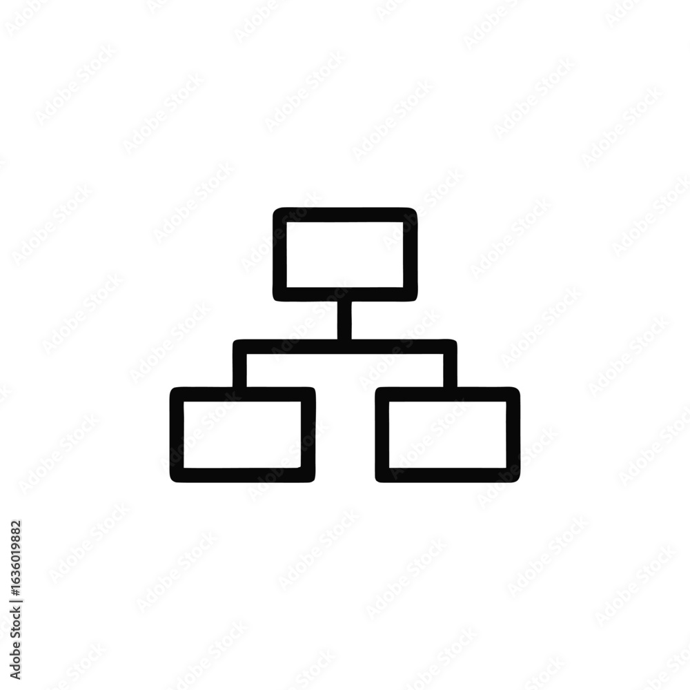 Poster organization chart icon on white background illustrating hierarchical structure and business relatio