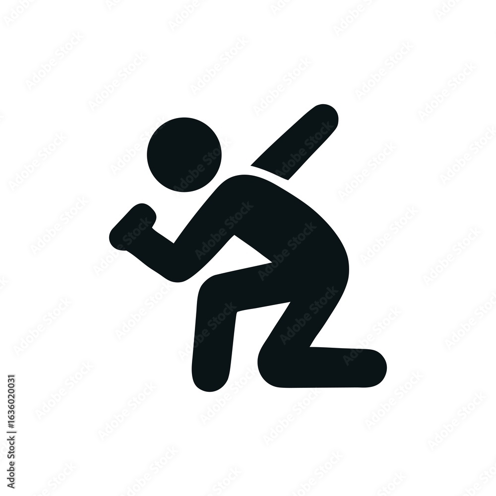 Poster silhouette of kneeling person with fist clenched in determination symbolizing resilience and overcom