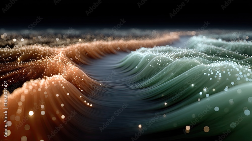 Poster abstract visualization of data waves and particles
