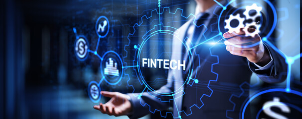 Fintech Financial technology Cryptocurrency investment and digital money. Business concept on...