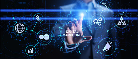 Digital marketing, Online advertising, SEO, SEM, SMM. Business and internet concept.