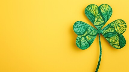 clover leaf with doodle style illustrations on yellow background